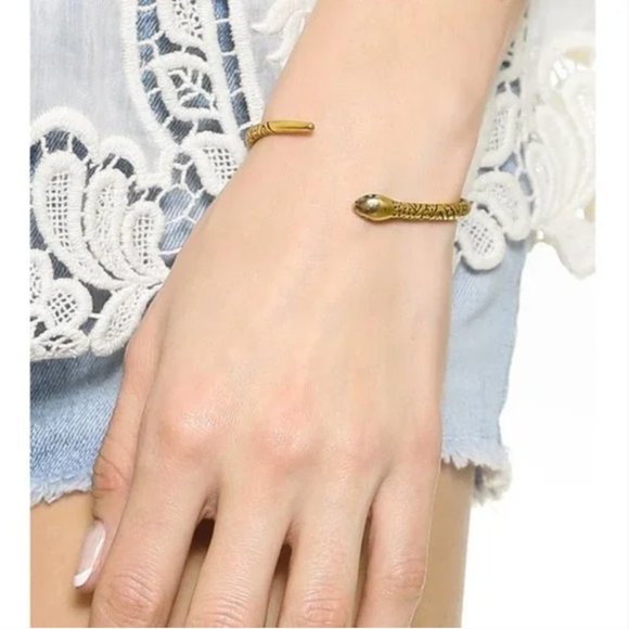 Madewell Jewelry - NEW Madewell Gold Snake Cuff Brass Open End Bohemian Boho Bracelet